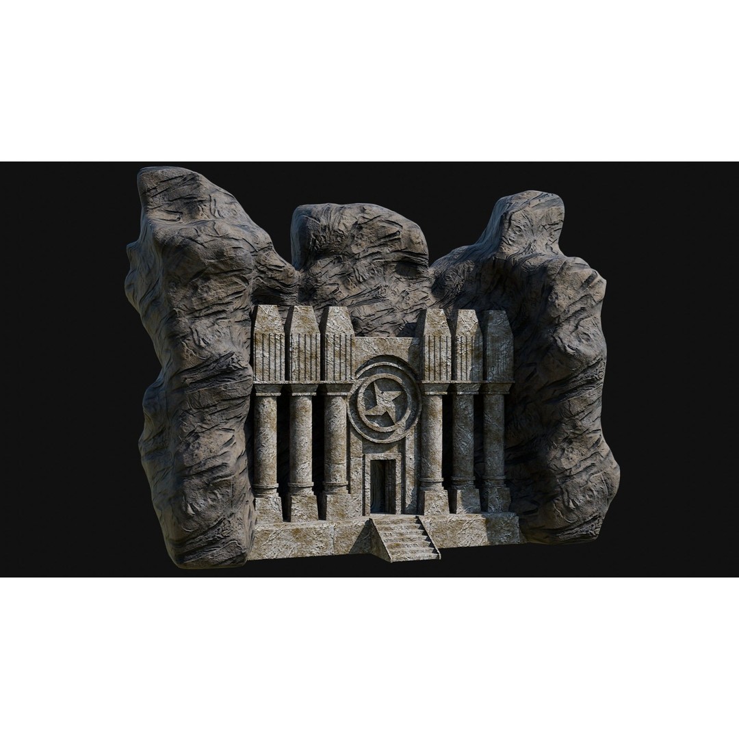 Cave Entrance 3D Model – Low Poly Game-Ready Ancient Temple Asset, FBX - View 35