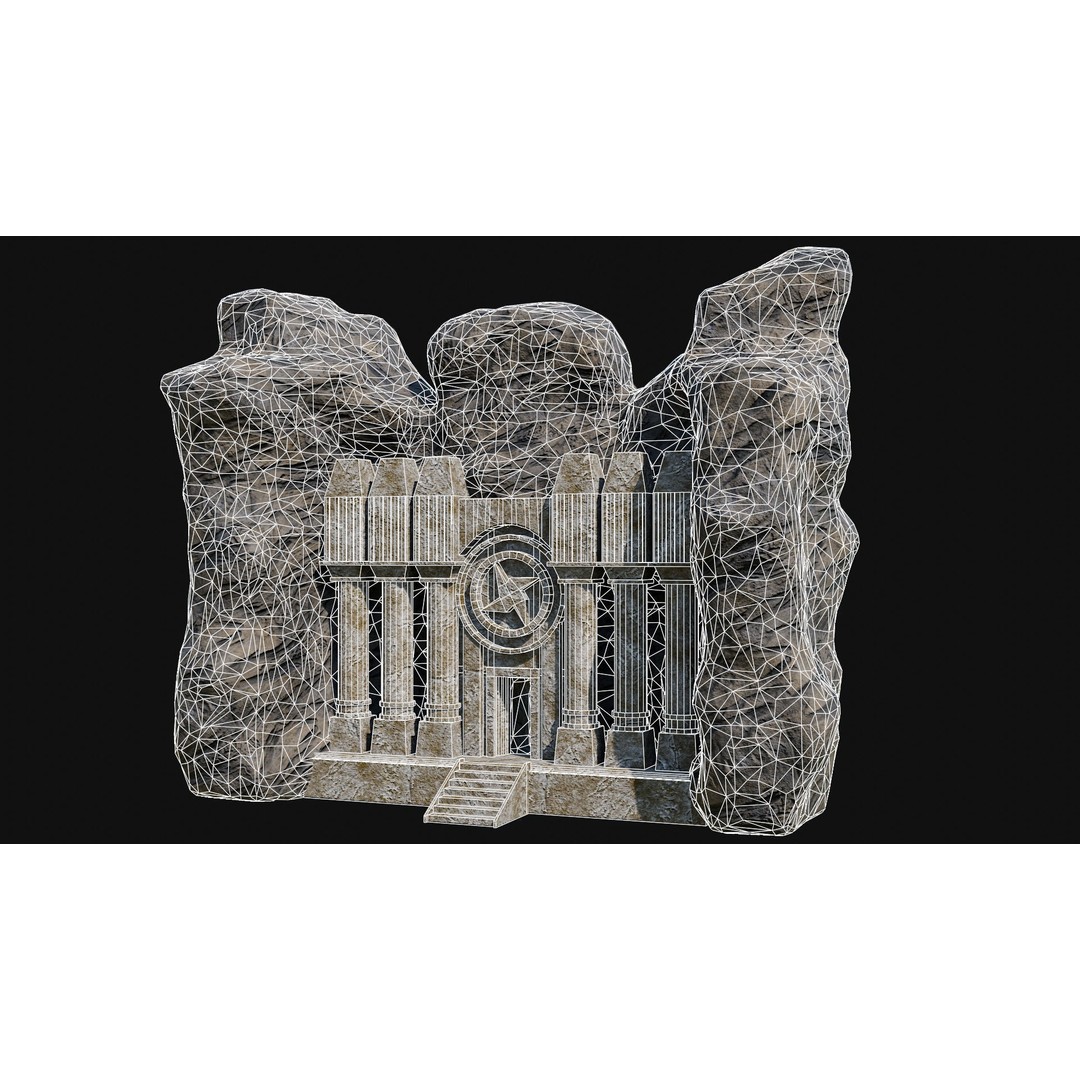 Cave Entrance 3D Model – Low Poly Game-Ready Ancient Temple Asset, FBX - View 36