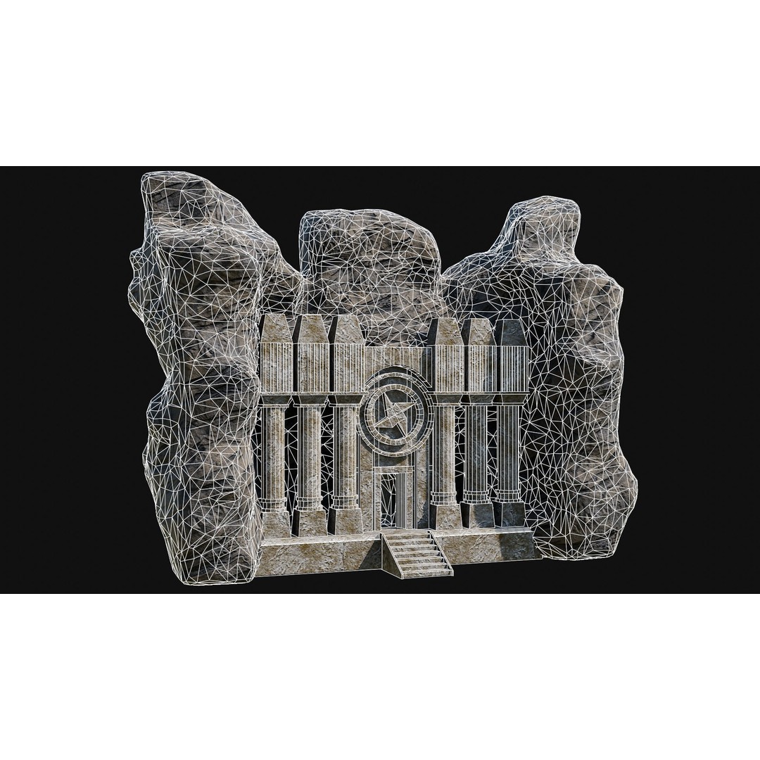 Cave Entrance 3D Model – Low Poly Game-Ready Ancient Temple Asset, FBX - View 38
