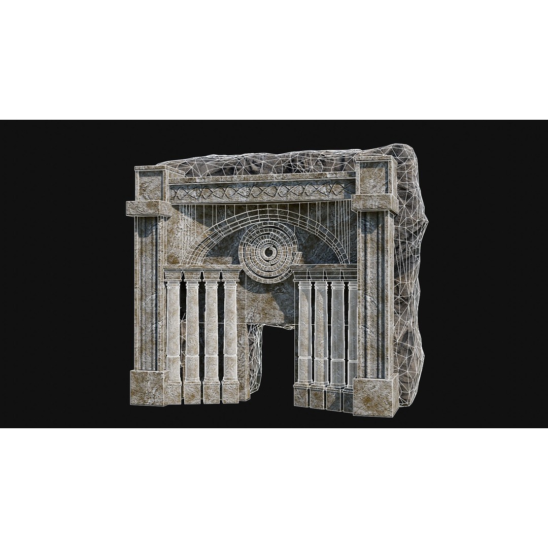 Cave Entrance 3D Model – Low Poly Game-Ready Ancient Temple Asset, FBX - View 42