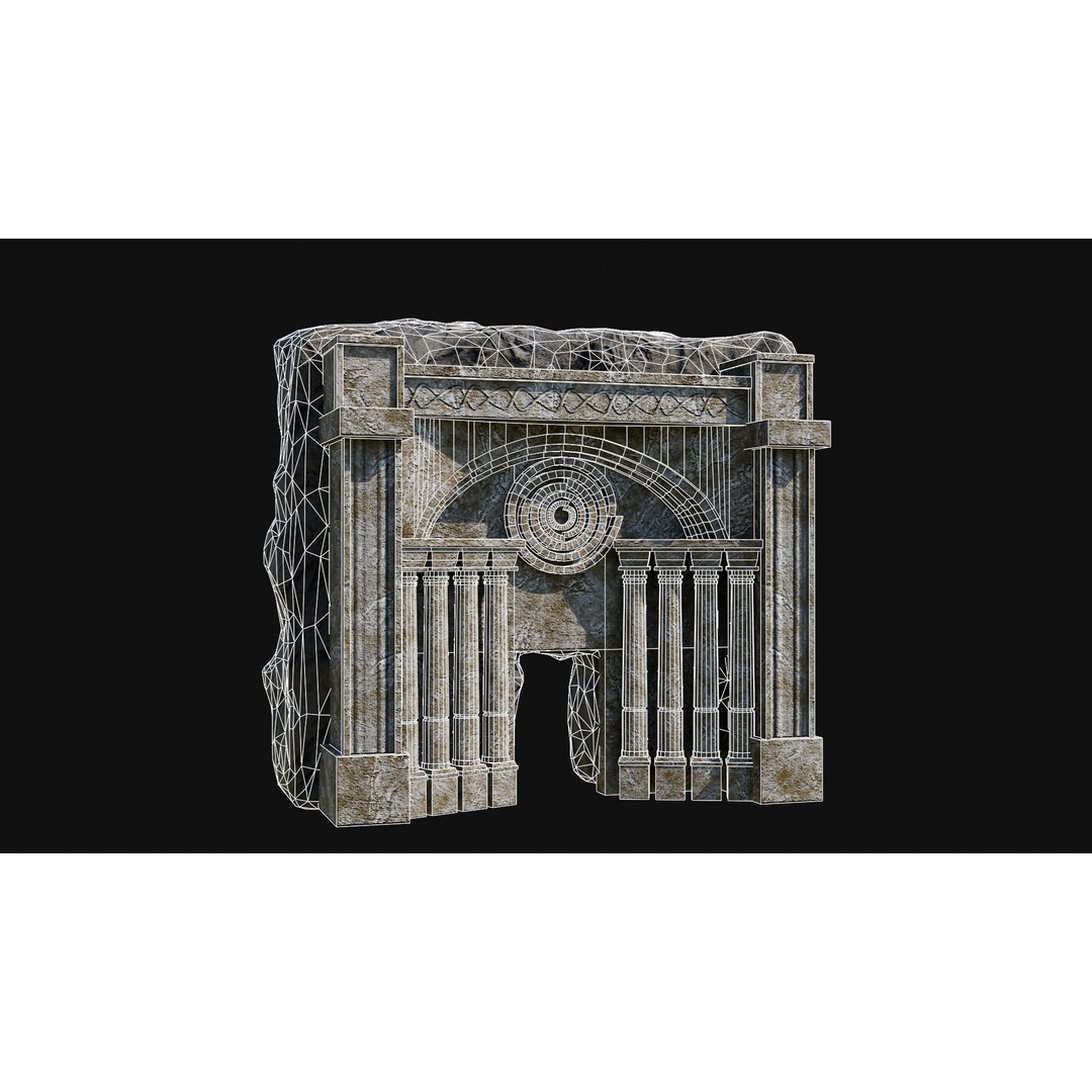 Cave Entrance 3D Model – Low Poly Game-Ready Ancient Temple Asset, FBX - View 44