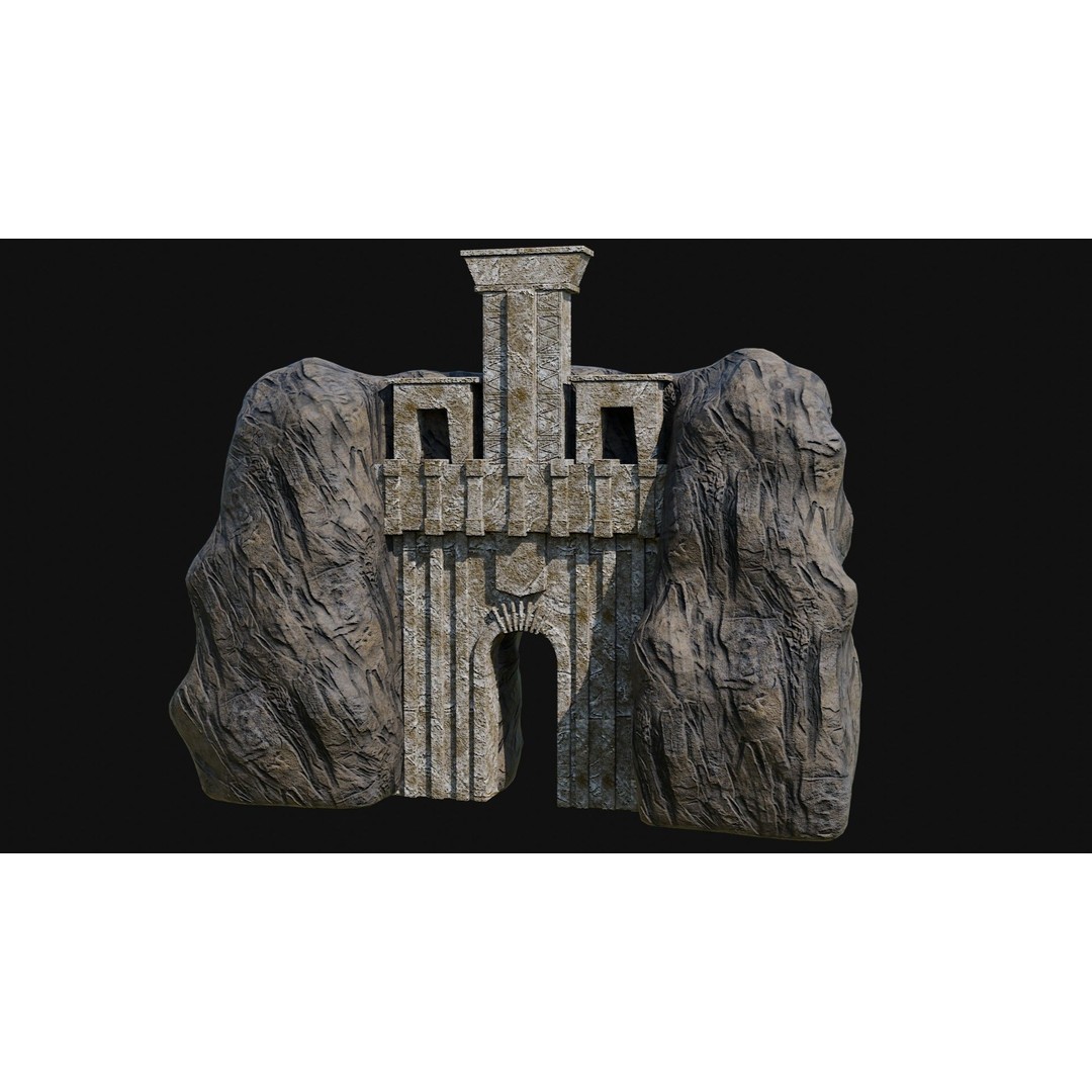 Cave Entrance 3D Model – Low Poly Game-Ready Ancient Temple Asset, FBX - View 45