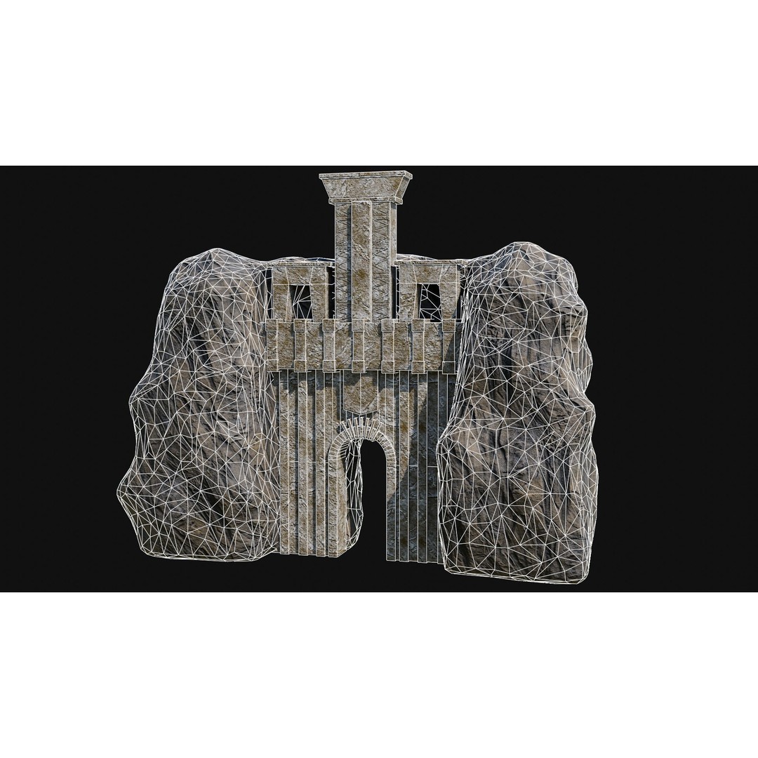 Cave Entrance 3D Model – Low Poly Game-Ready Ancient Temple Asset, FBX - View 48