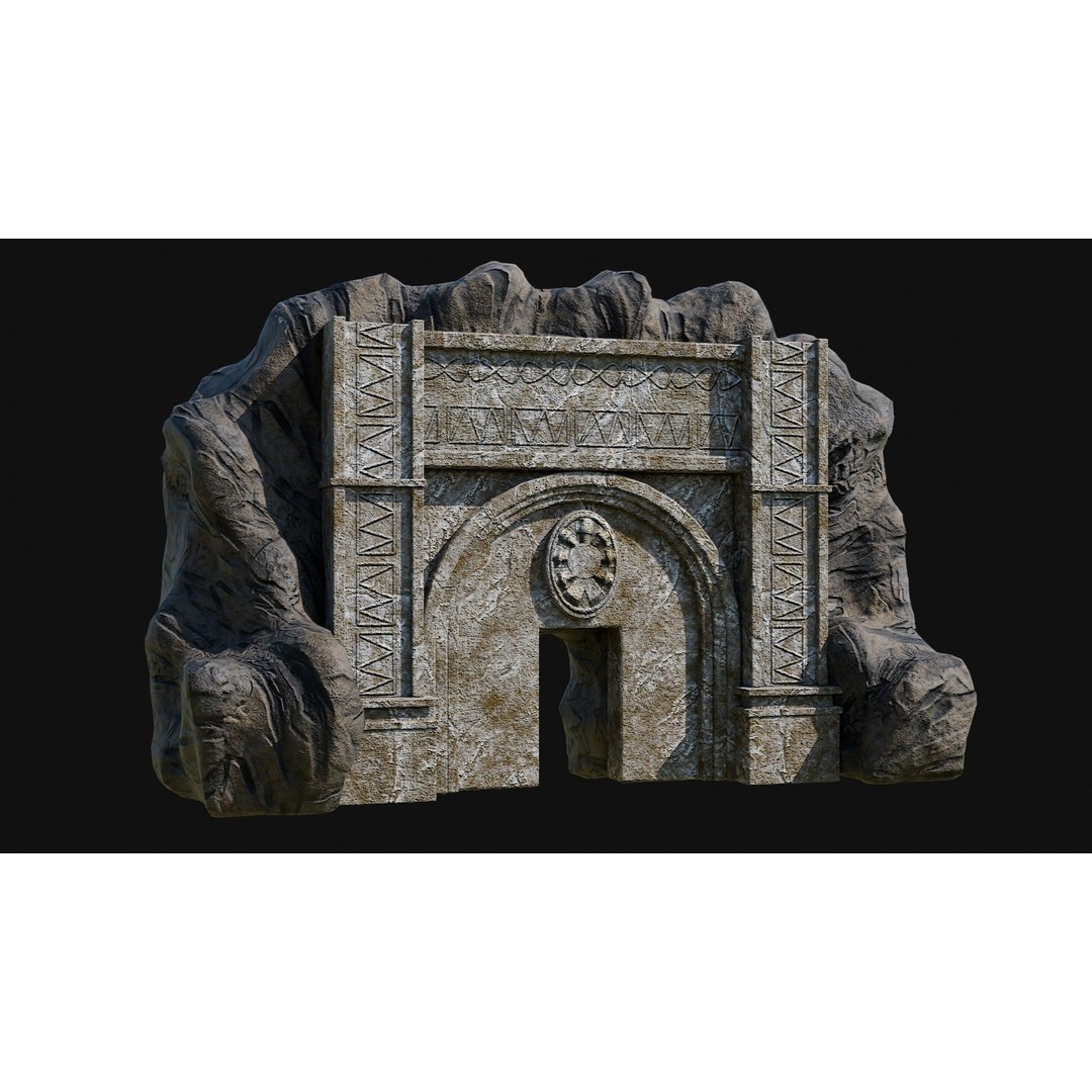 Cave Entrance 3D Model – Low Poly Game-Ready Ancient Temple Asset, FBX - View 5