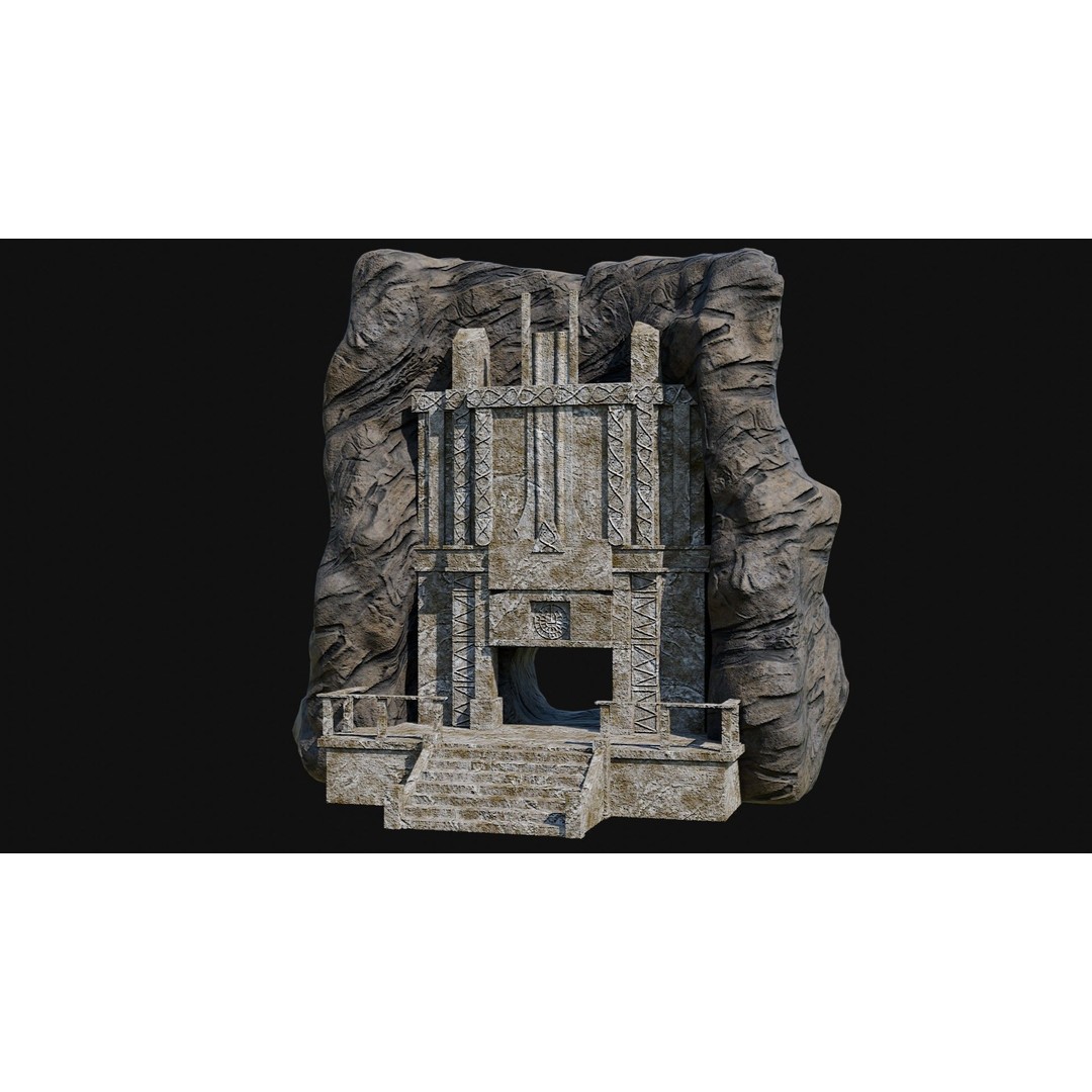 Cave Entrance 3D Model – Low Poly Game-Ready Ancient Temple Asset, FBX - View 51