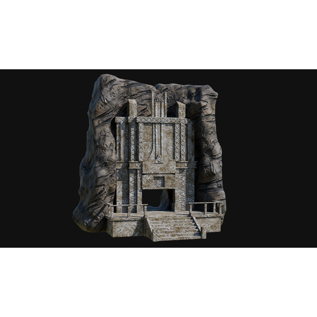 Cave Entrance 3D Model – Low Poly Game-Ready Ancient Temple Asset, FBX - View 53
