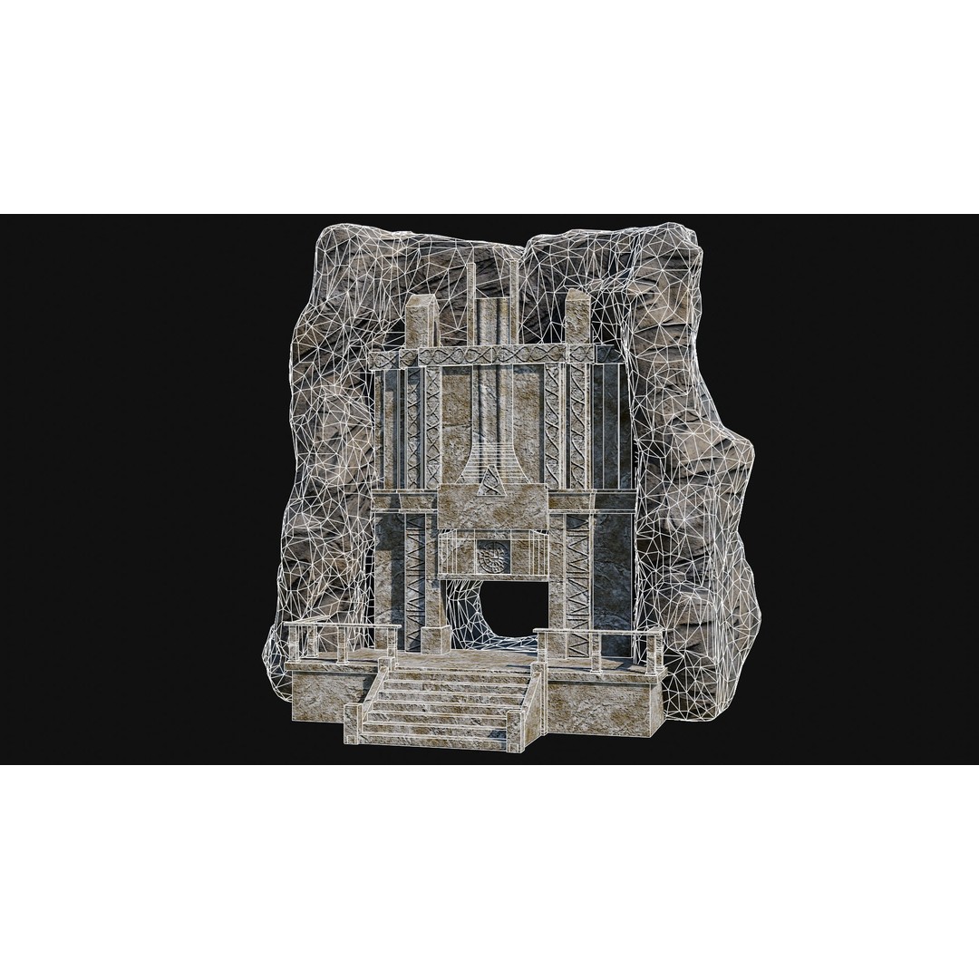 Cave Entrance 3D Model – Low Poly Game-Ready Ancient Temple Asset, FBX - View 54