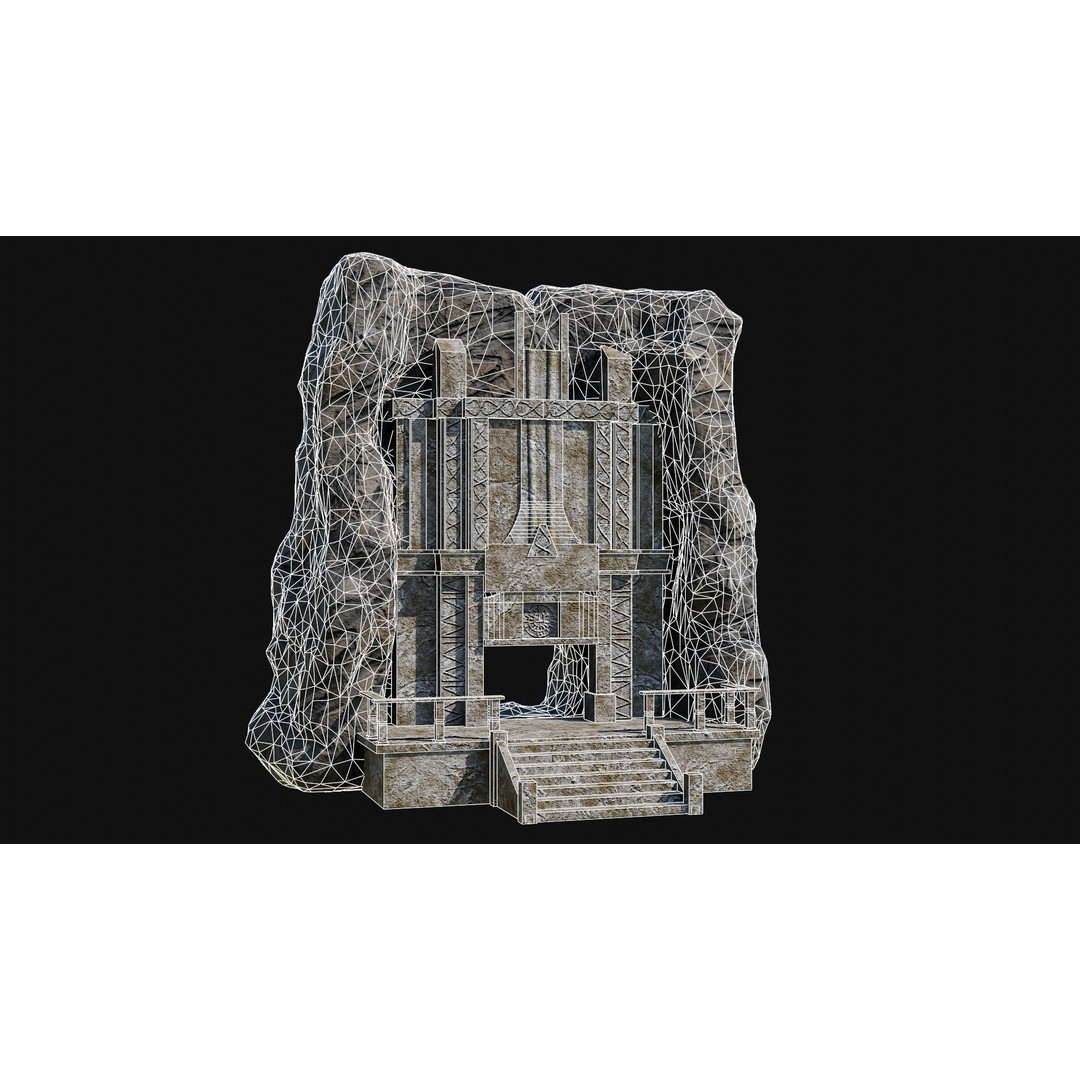 Cave Entrance 3D Model – Low Poly Game-Ready Ancient Temple Asset, FBX - View 56