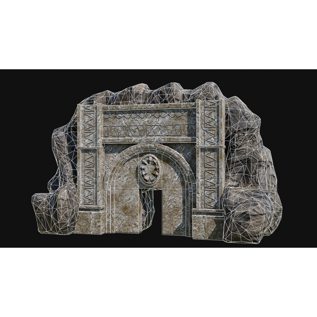 Cave Entrance 3D Model – Low Poly Game-Ready Ancient Temple Asset, FBX - View 6