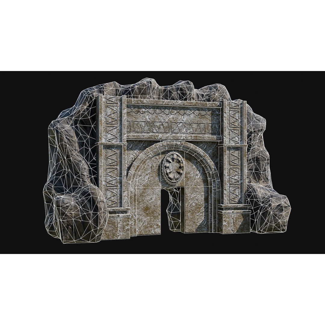 Cave Entrance 3D Model – Low Poly Game-Ready Ancient Temple Asset, FBX - View 8