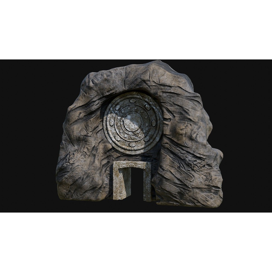 Cave Entrance 3D Model – Low Poly Game-Ready Ancient Temple Asset, FBX - View 9
