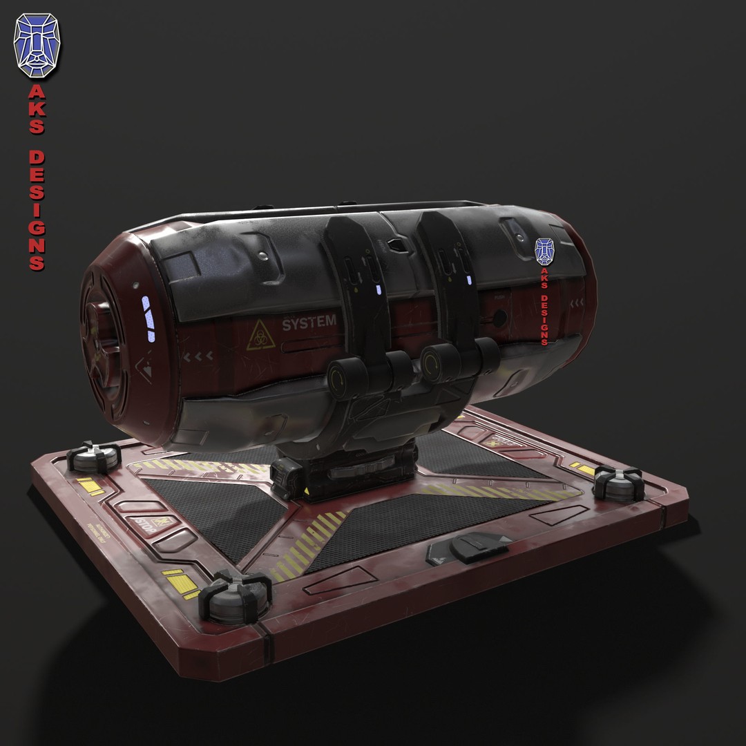 Sci-Fi Container 3D Model – Low Poly Game Asset, FBX, PBR Textures - View 10