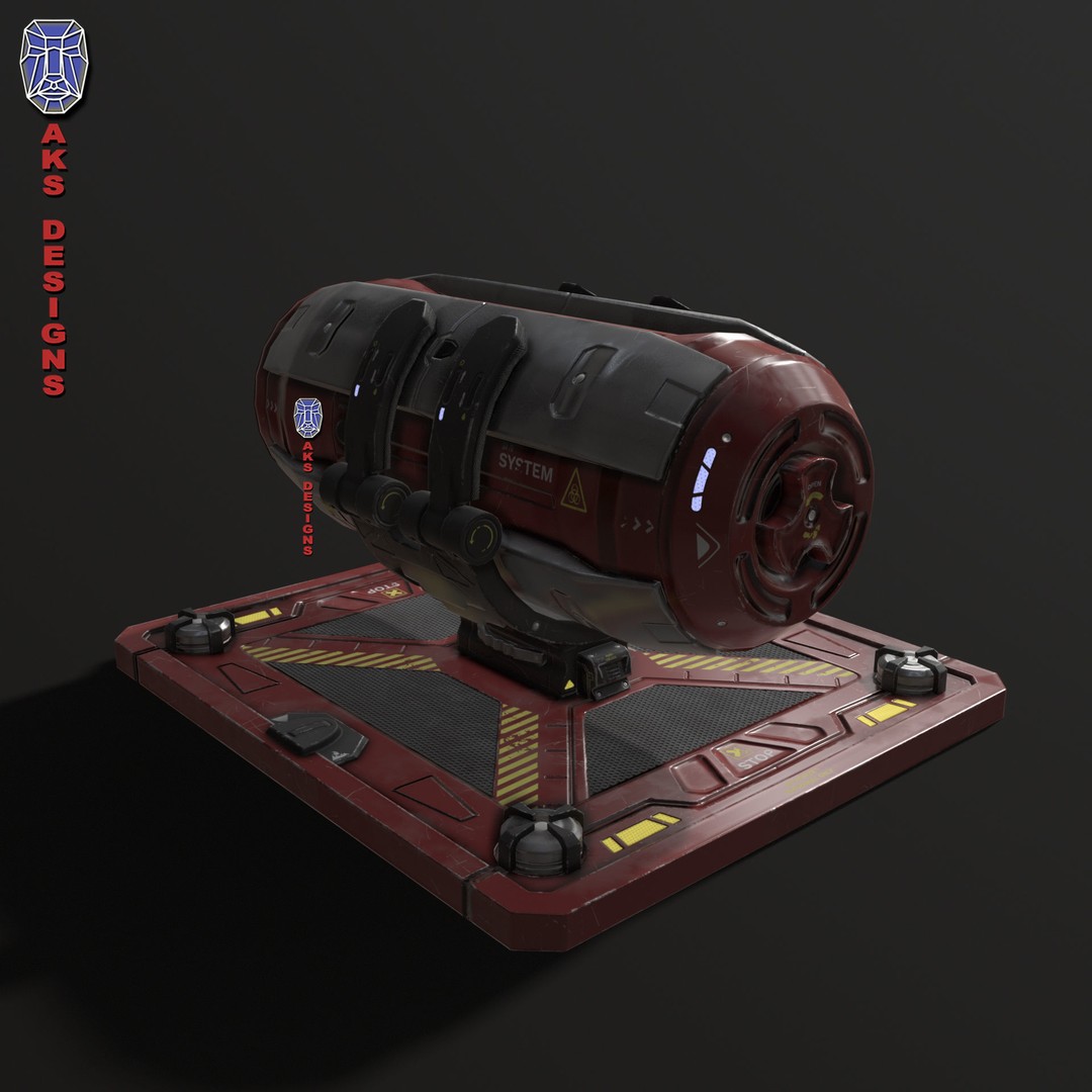 Sci-Fi Container 3D Model – Low Poly Game Asset, FBX, PBR Textures - View 11