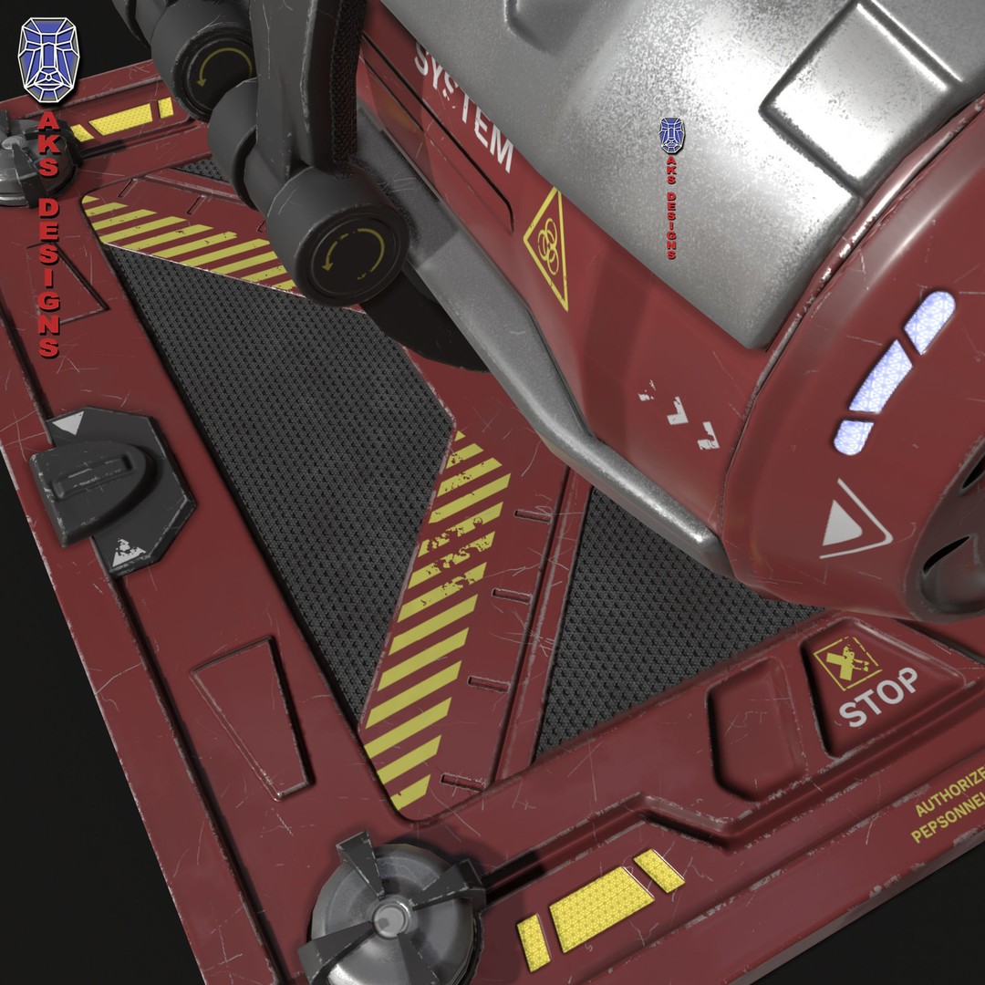 Sci-Fi Container 3D Model – Low Poly Game Asset, FBX, PBR Textures - View 12