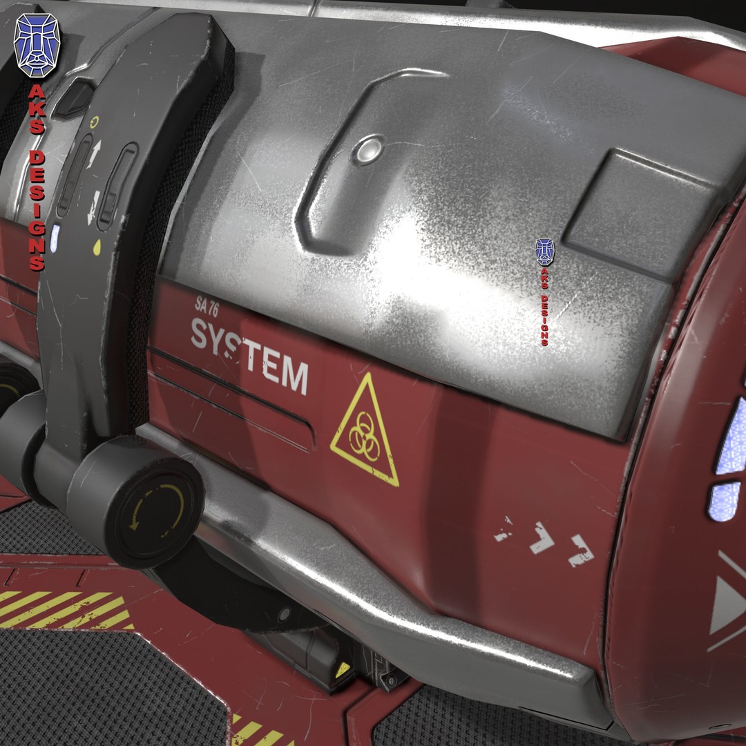 Sci-Fi Container 3D Model – Low Poly Game Asset, FBX, PBR Textures - View 13