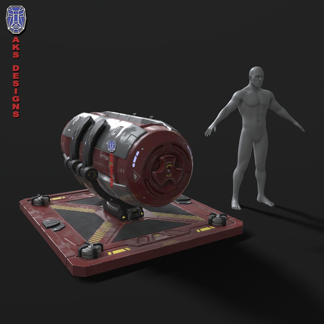 Sci-Fi Container 3D Model – Low Poly Game Asset, FBX, PBR Textures - View 15