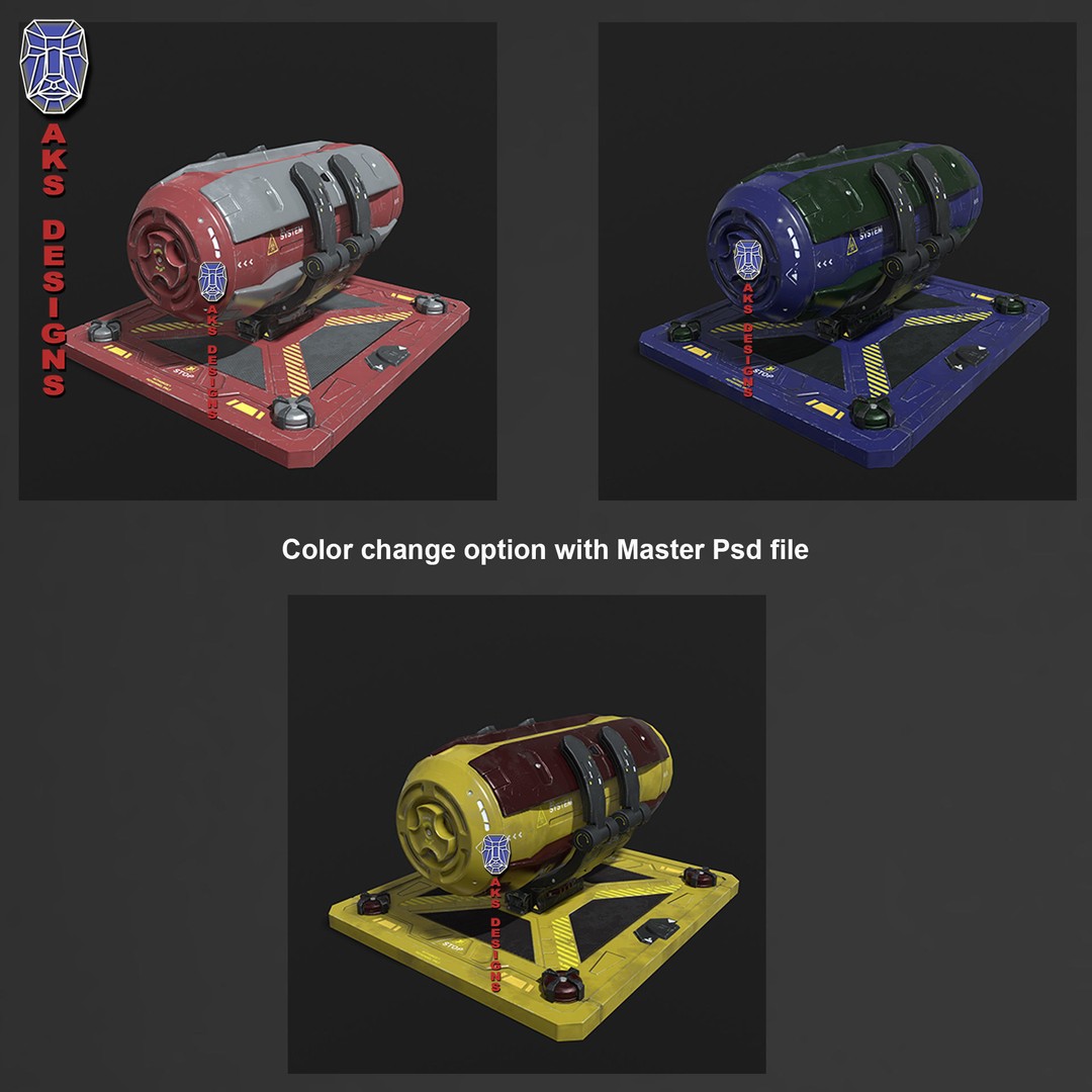 Sci-Fi Container 3D Model – Low Poly Game Asset, FBX, PBR Textures - View 16