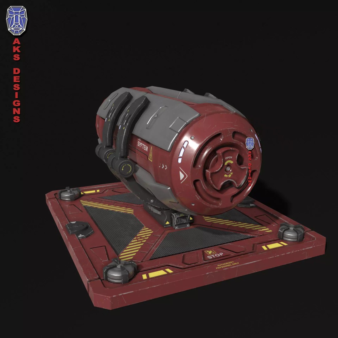 Sci-Fi Container 3D Model – Low Poly Game Asset, FBX, PBR Textures - View 2