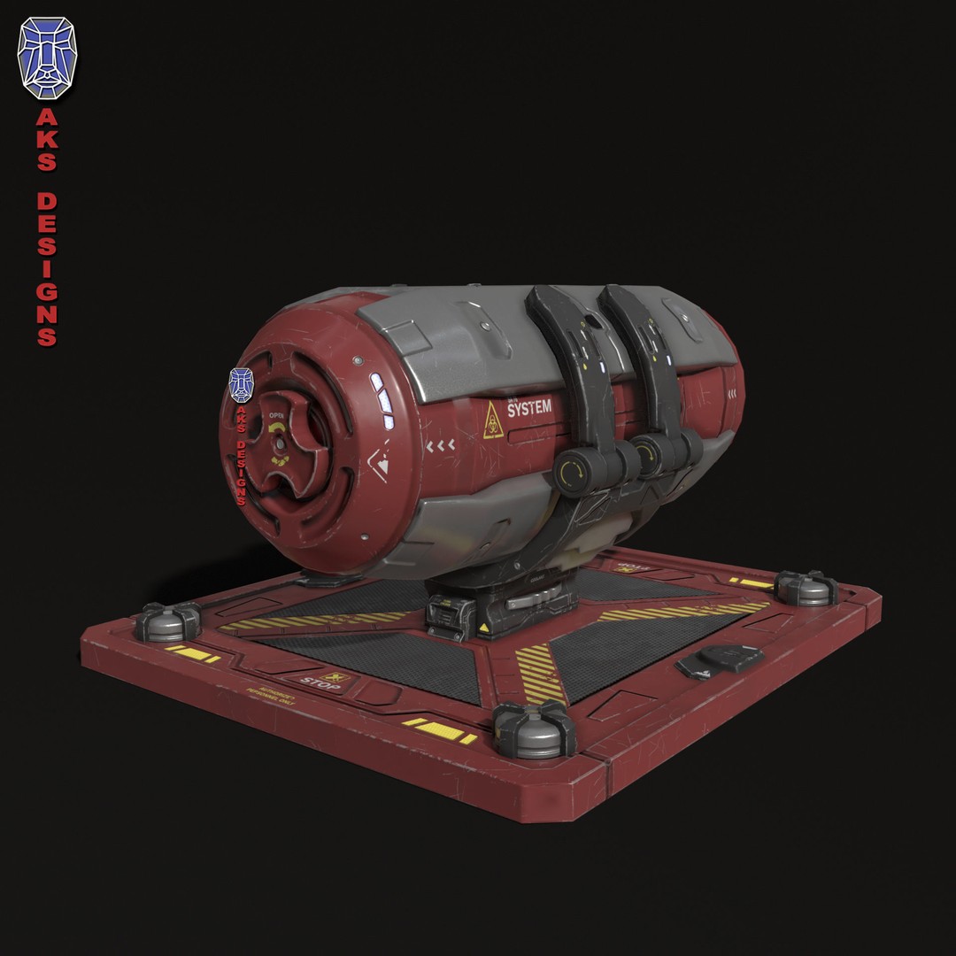 Sci-Fi Container 3D Model – Low Poly Game Asset, FBX, PBR Textures - View 4