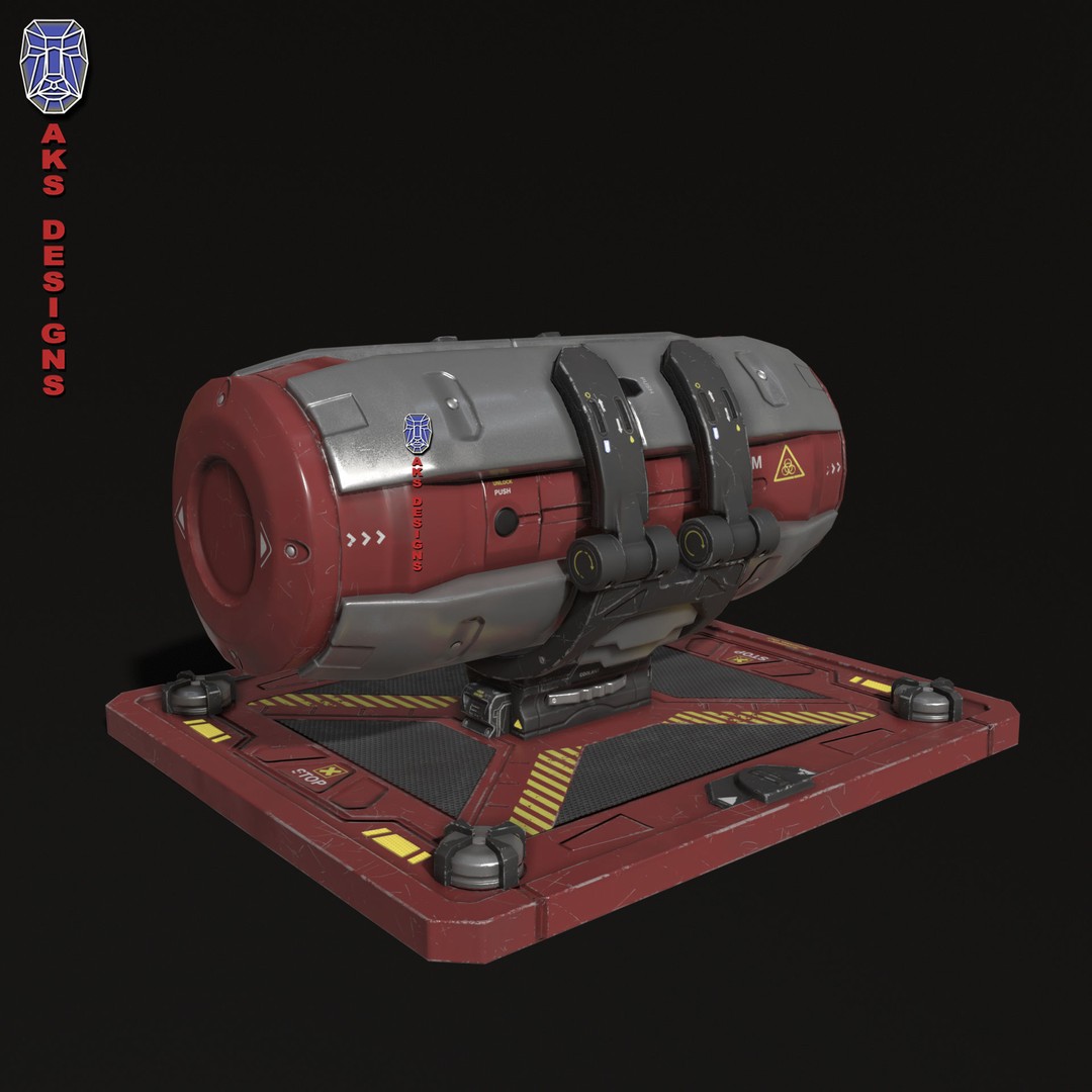 Sci-Fi Container 3D Model – Low Poly Game Asset, FBX, PBR Textures - View 7