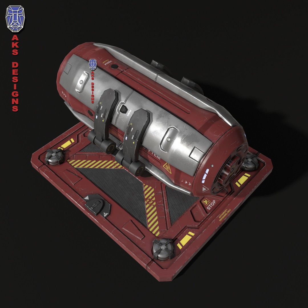 Sci-Fi Container 3D Model – Low Poly Game Asset, FBX, PBR Textures - View 8