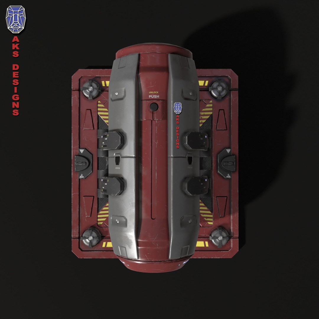 Sci-Fi Container 3D Model – Low Poly Game Asset, FBX, PBR Textures - View 9