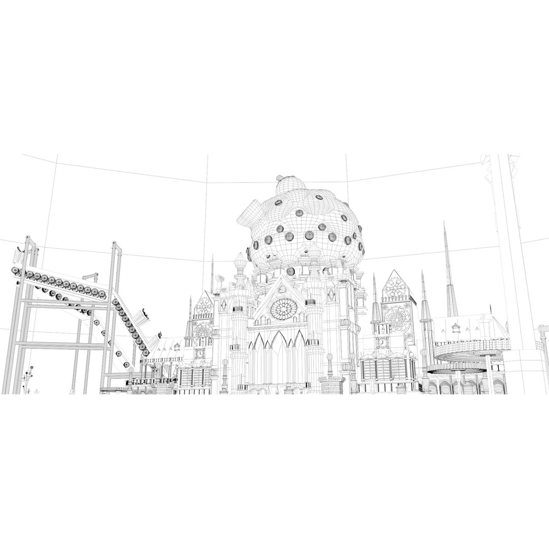 Cartoon Amusement Park 3D Model – Playful Playground Equipment for Animation