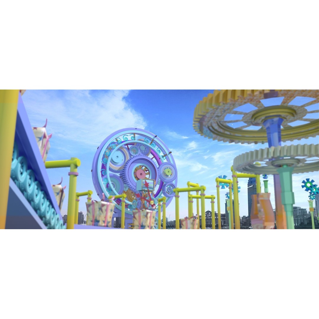 Cartoon Amusement Park 3D Model – Playful Playground Equipment for Animation - View 6