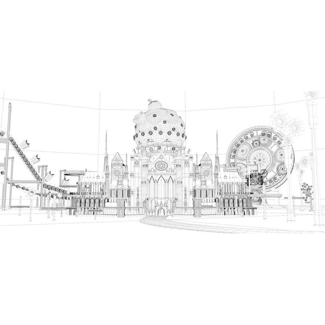 Cartoon Amusement Park 3D Model – Playful Playground Equipment for Animation - View 9