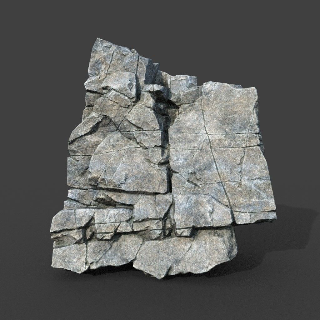 Gray Cracked Rock 3D Model – Low Poly Modular Terrain Asset, FBX - View 13