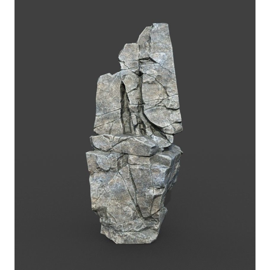 Gray Cracked Rock 3D Model – Low Poly Modular Terrain Asset, FBX - View 17