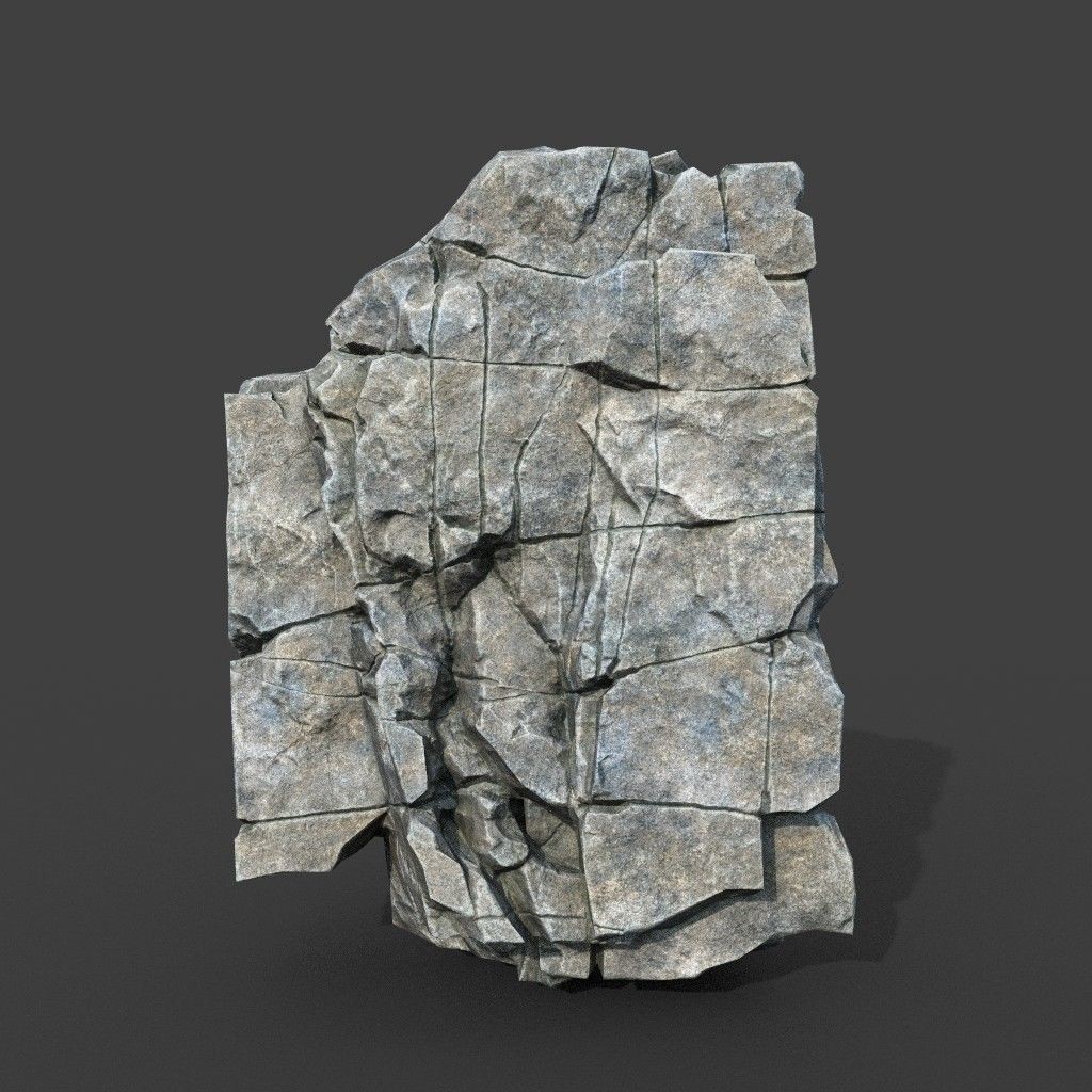 Gray Cracked Rock 3D Model – Low Poly Modular Terrain Asset, FBX - View 19