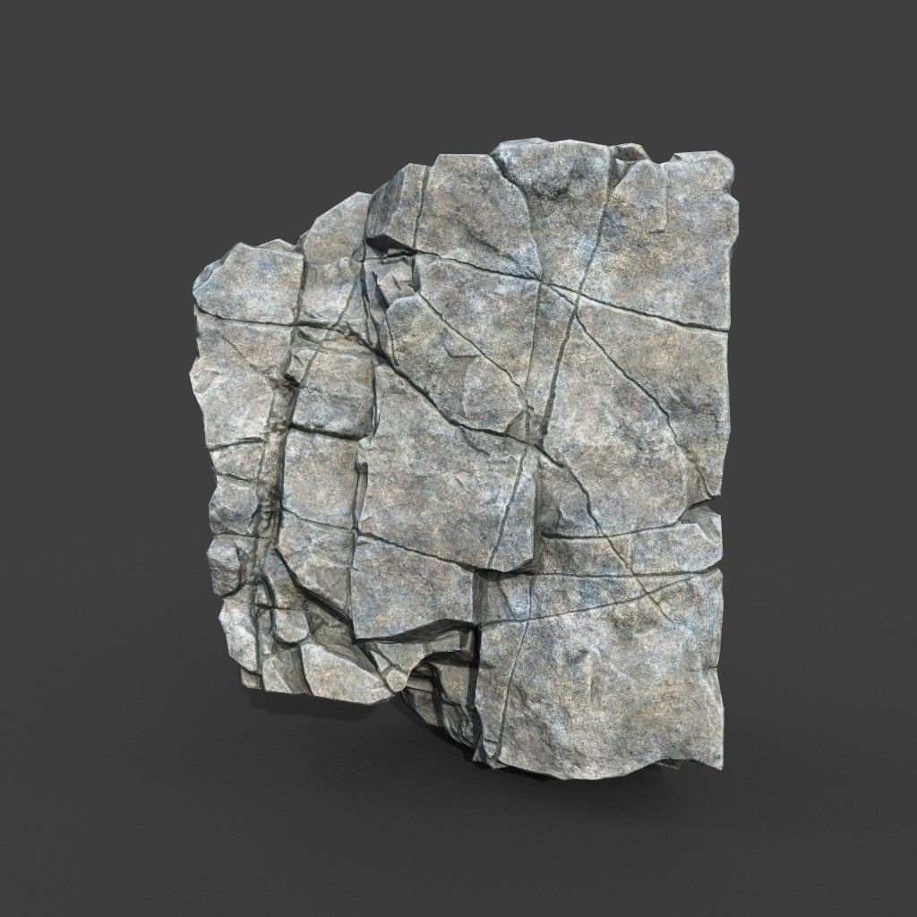Gray Cracked Rock 3D Model – Low Poly Modular Terrain Asset, FBX - View 21