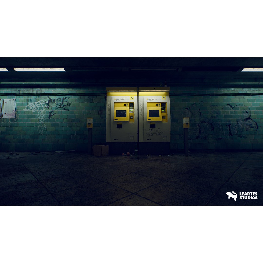 Abandoned Subway Station 3D Model – Low Poly Game Asset, FBX, PBR - View 13