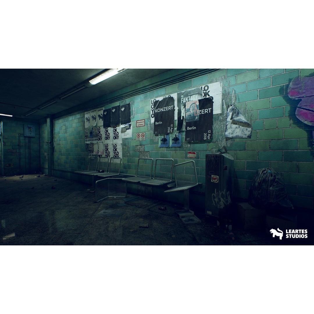 Abandoned Subway Station 3D Model – Low Poly Game Asset, FBX, PBR - View 14