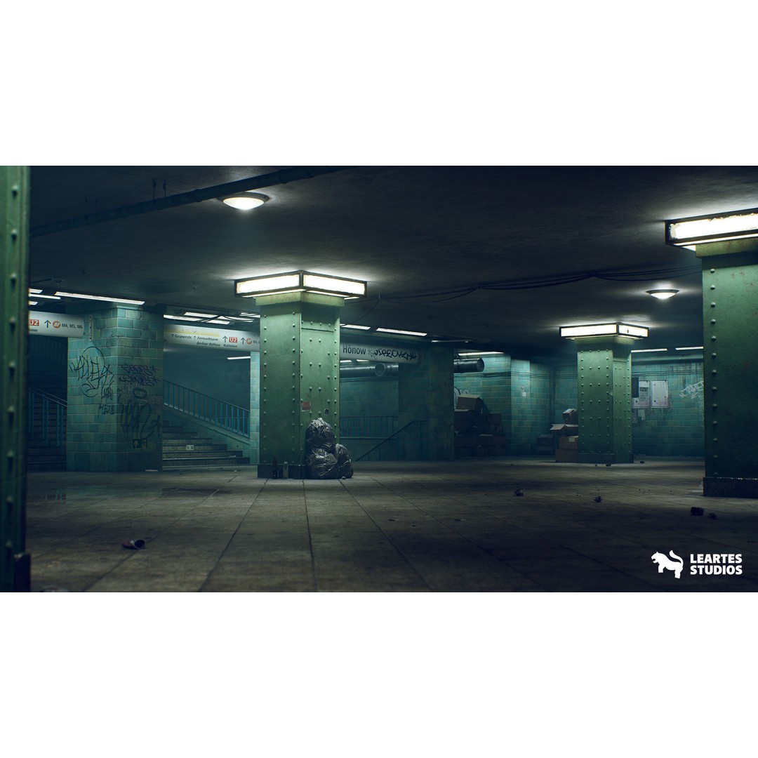 Abandoned Subway Station 3D Model – Low Poly Game Asset, FBX, PBR - View 17