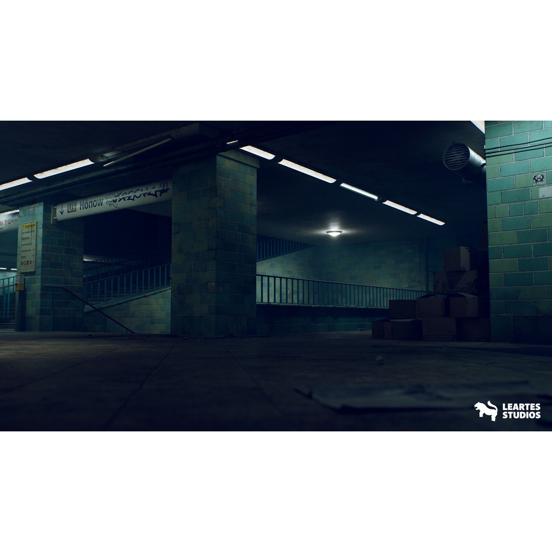 Abandoned Subway Station 3D Model – Low Poly Game Asset, FBX, PBR - View 18