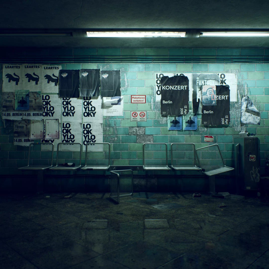 Abandoned Subway Station 3D Model – Low Poly Game Asset, FBX, PBR - View 2