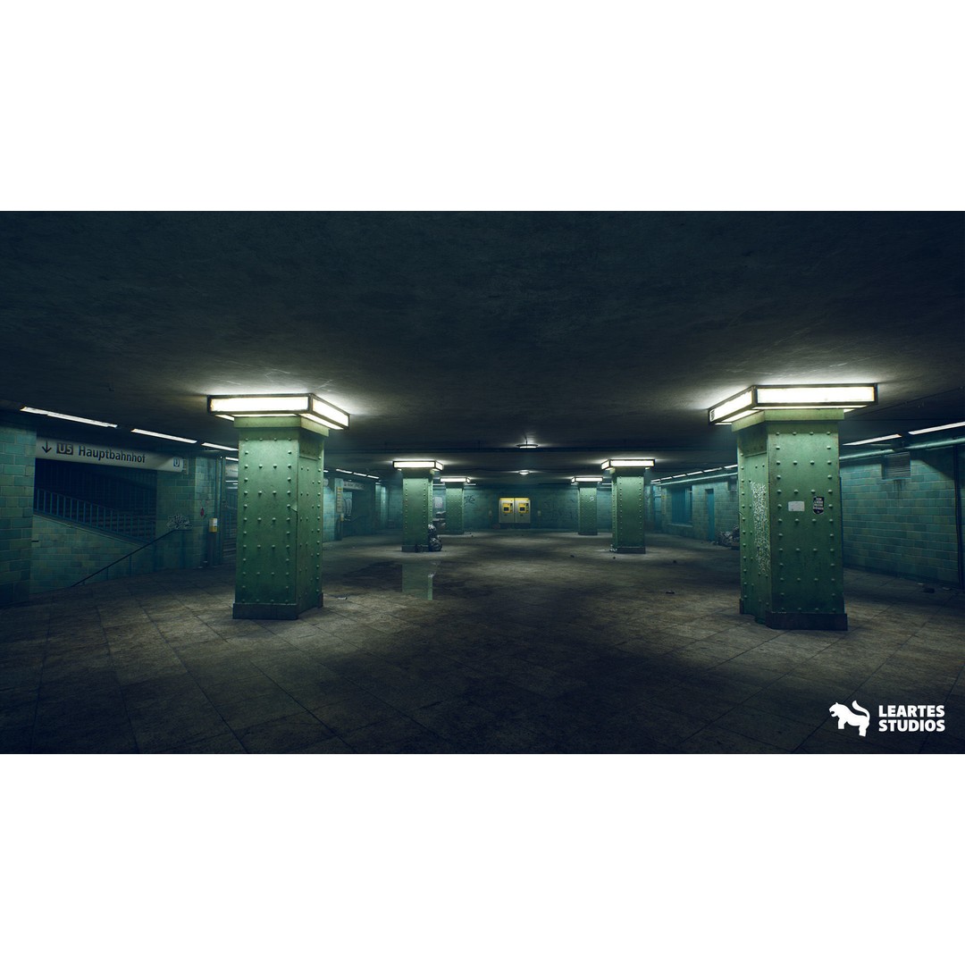 Abandoned Subway Station 3D Model – Low Poly Game Asset, FBX, PBR - View 3