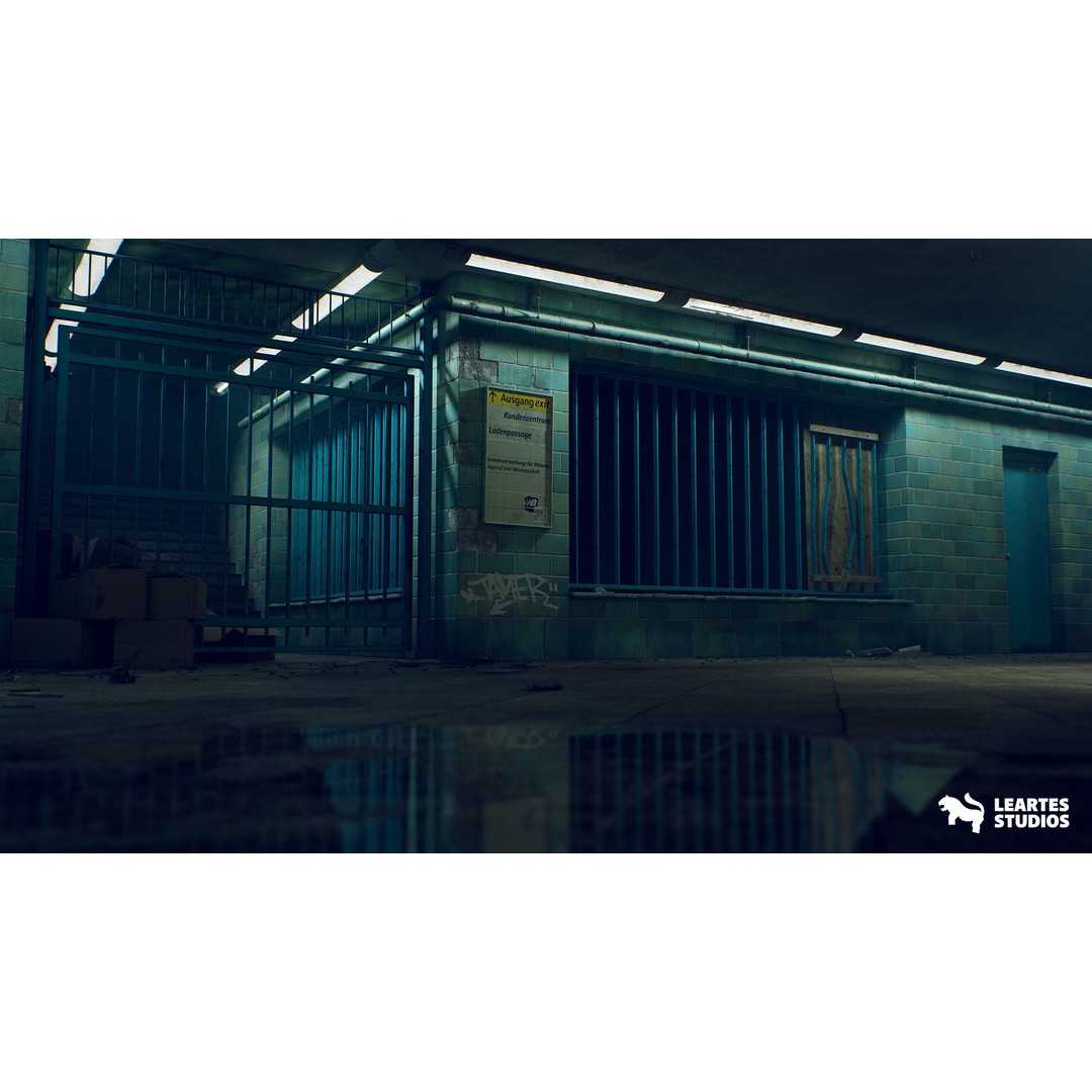 Abandoned Subway Station 3D Model – Low Poly Game Asset, FBX, PBR - View 4