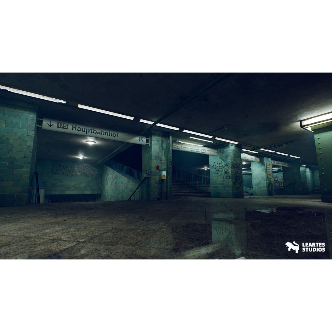 Abandoned Subway Station 3D Model – Low Poly Game Asset, FBX, PBR - View 8