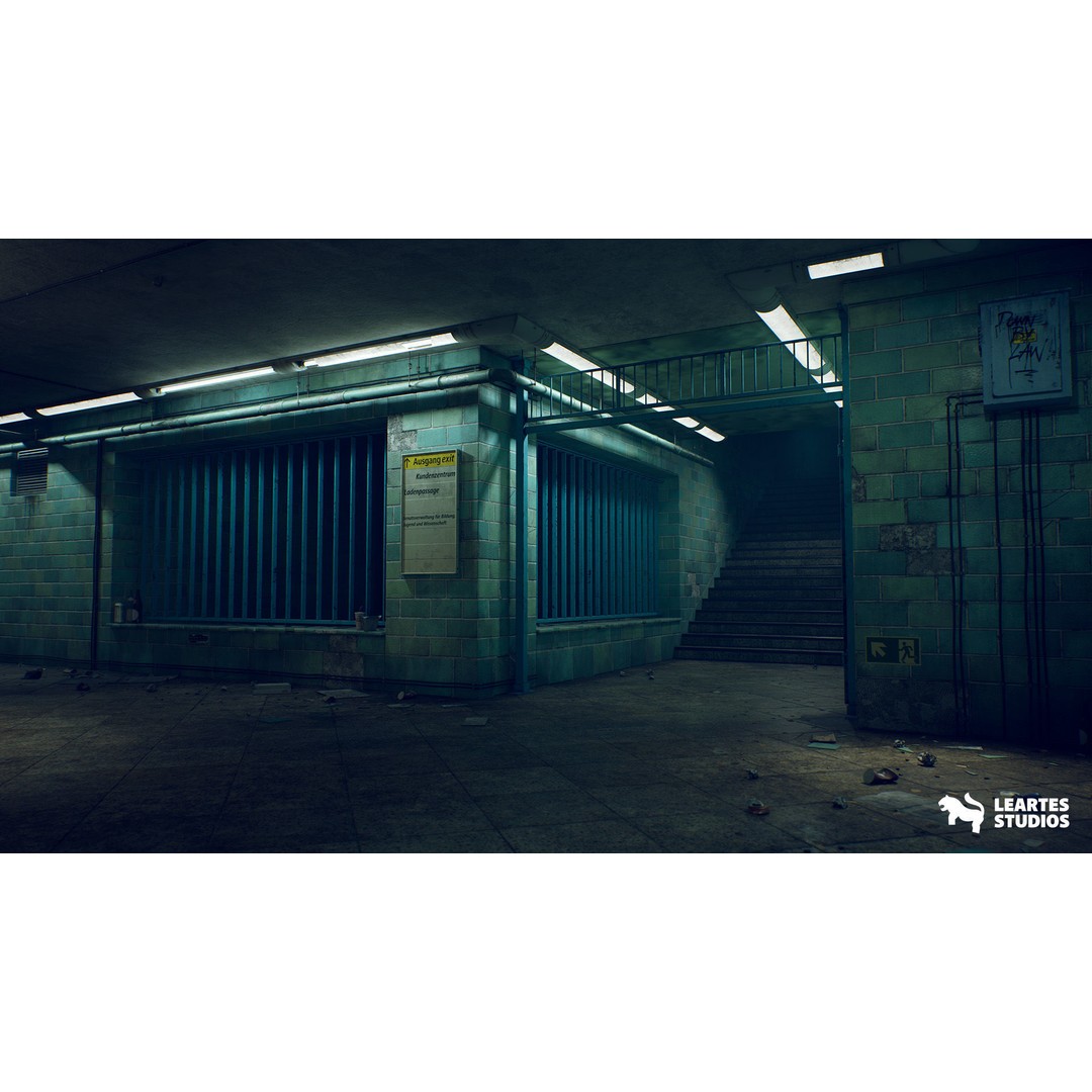 Abandoned Subway Station 3D Model – Low Poly Game Asset, FBX, PBR - View 9