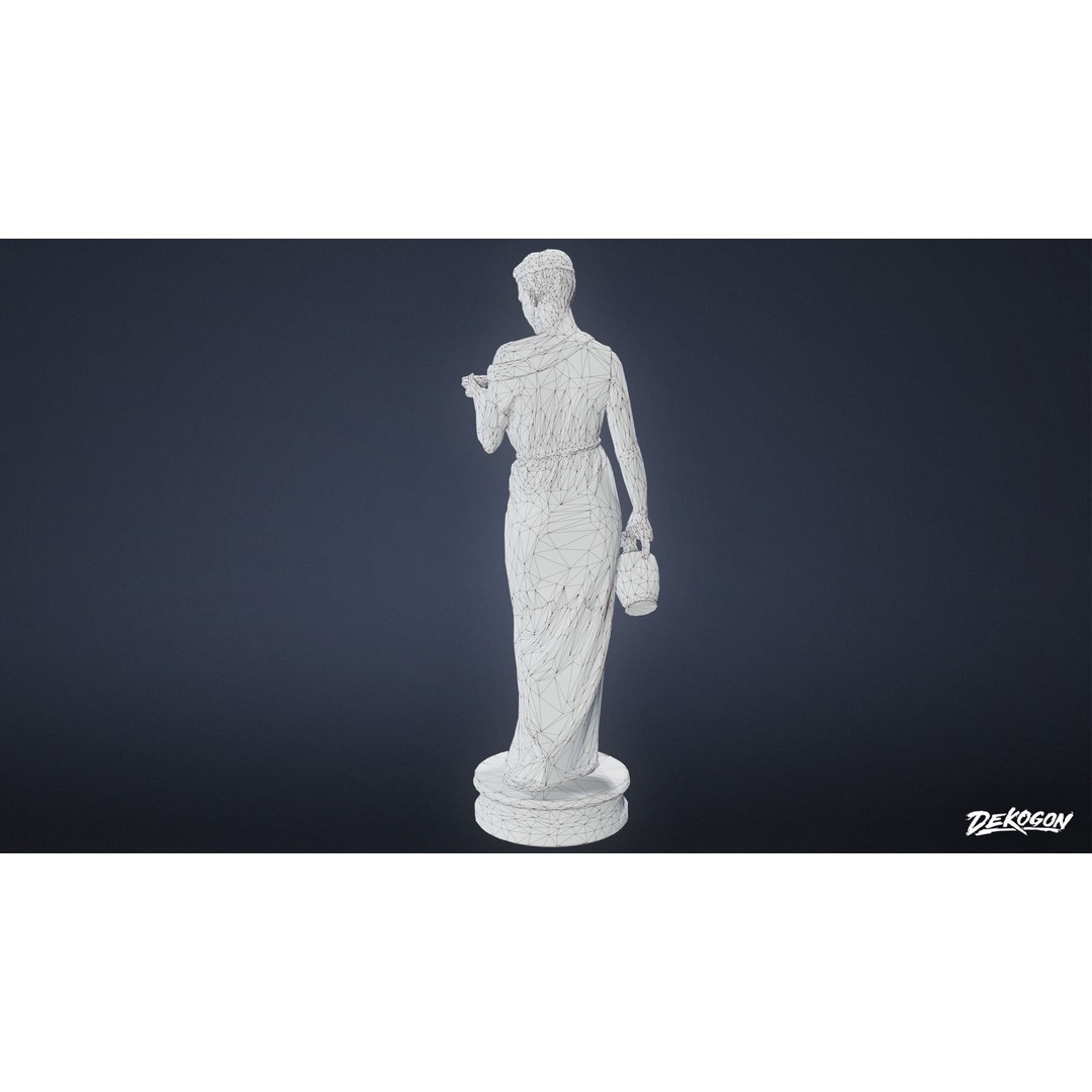 Cemetery Statue 3D Model – Low Poly PBR Game Asset, FBX