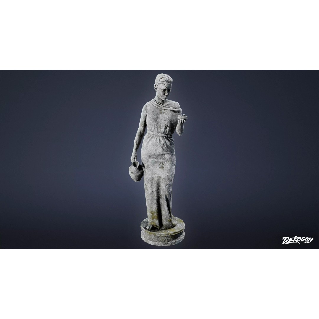 Cemetery Statue 3D Model – Low Poly PBR Game Asset, FBX - View 2
