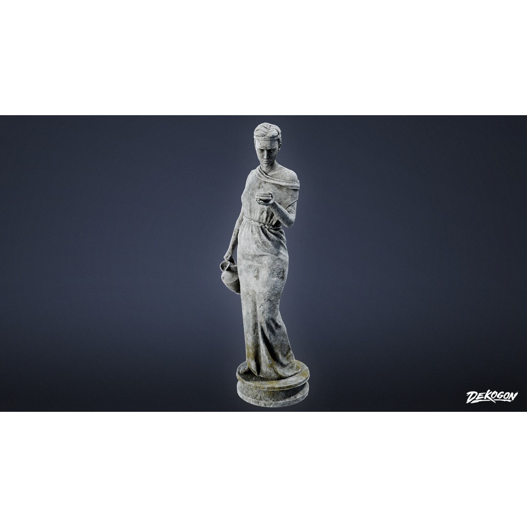 Cemetery Statue 3D Model – Low Poly PBR Game Asset, FBX - View 3