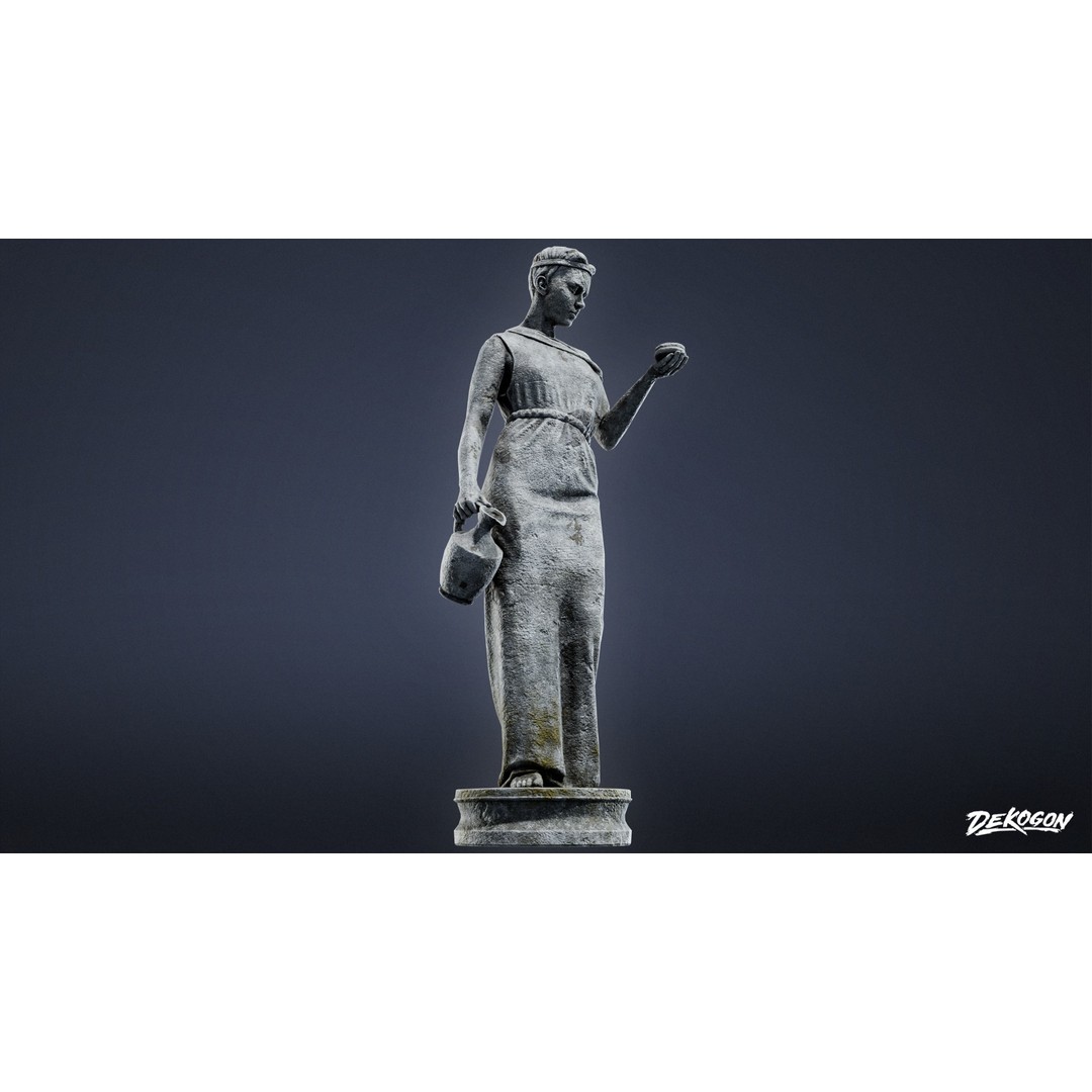 Cemetery Statue 3D Model – Low Poly PBR Game Asset, FBX - View 6