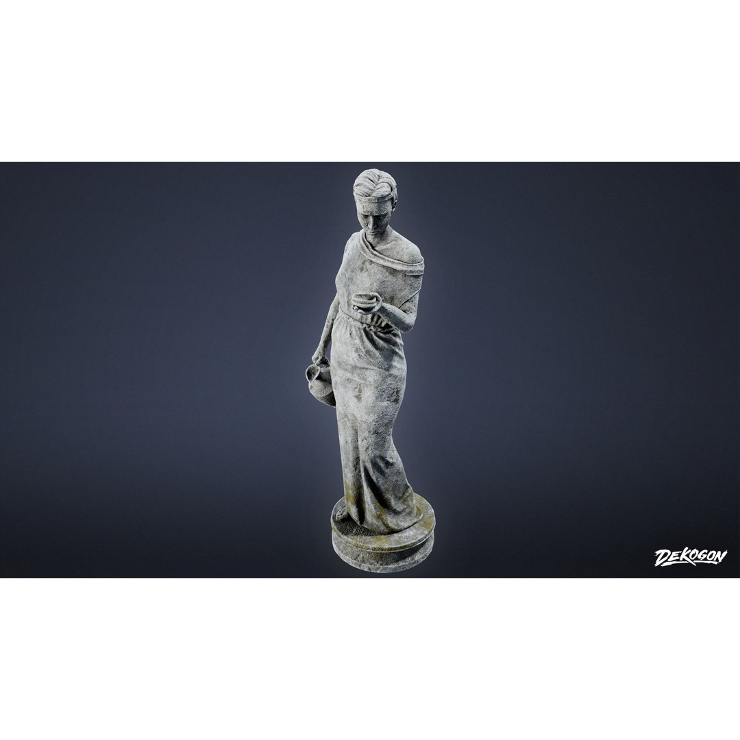 Cemetery Statue 3D Model – Low Poly PBR Game Asset, FBX - View 7