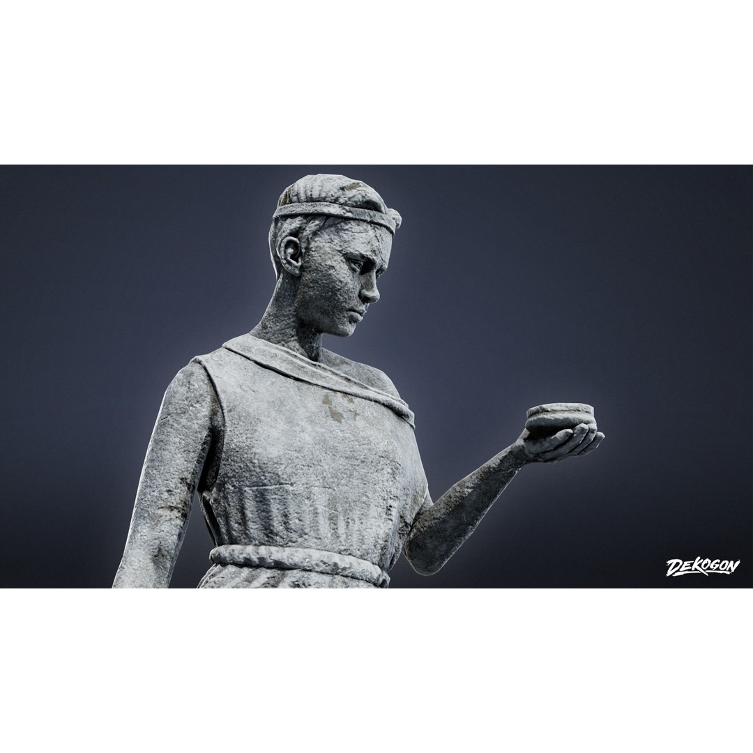 Cemetery Statue 3D Model – Low Poly PBR Game Asset, FBX - View 8