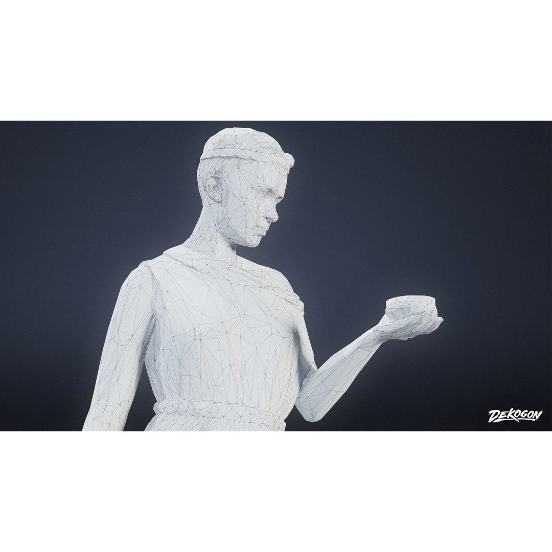 Cemetery Statue 3D Model – Low Poly PBR Game Asset, FBX - View 9
