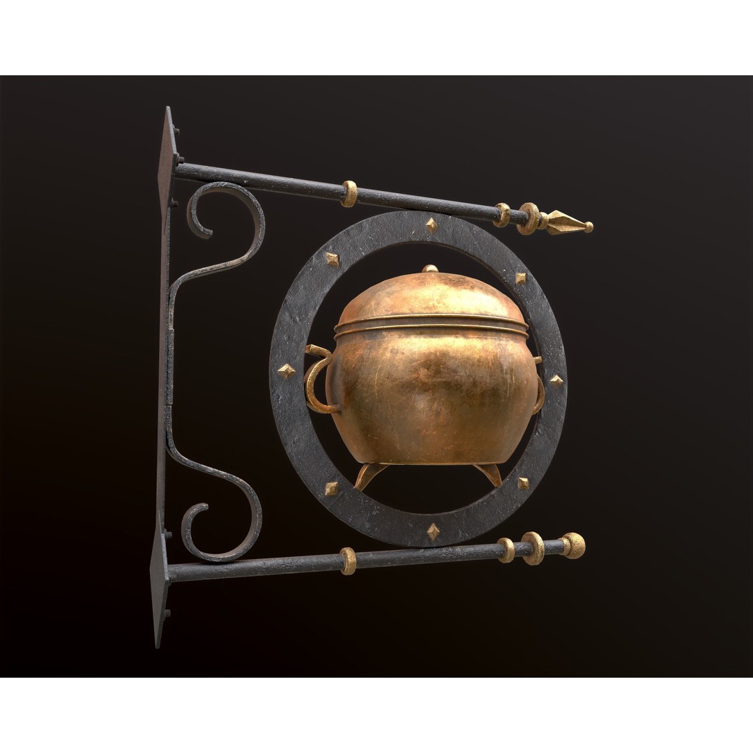 Vintage Street Sign 3D Model – Low Poly Game Asset, FBX - View 10